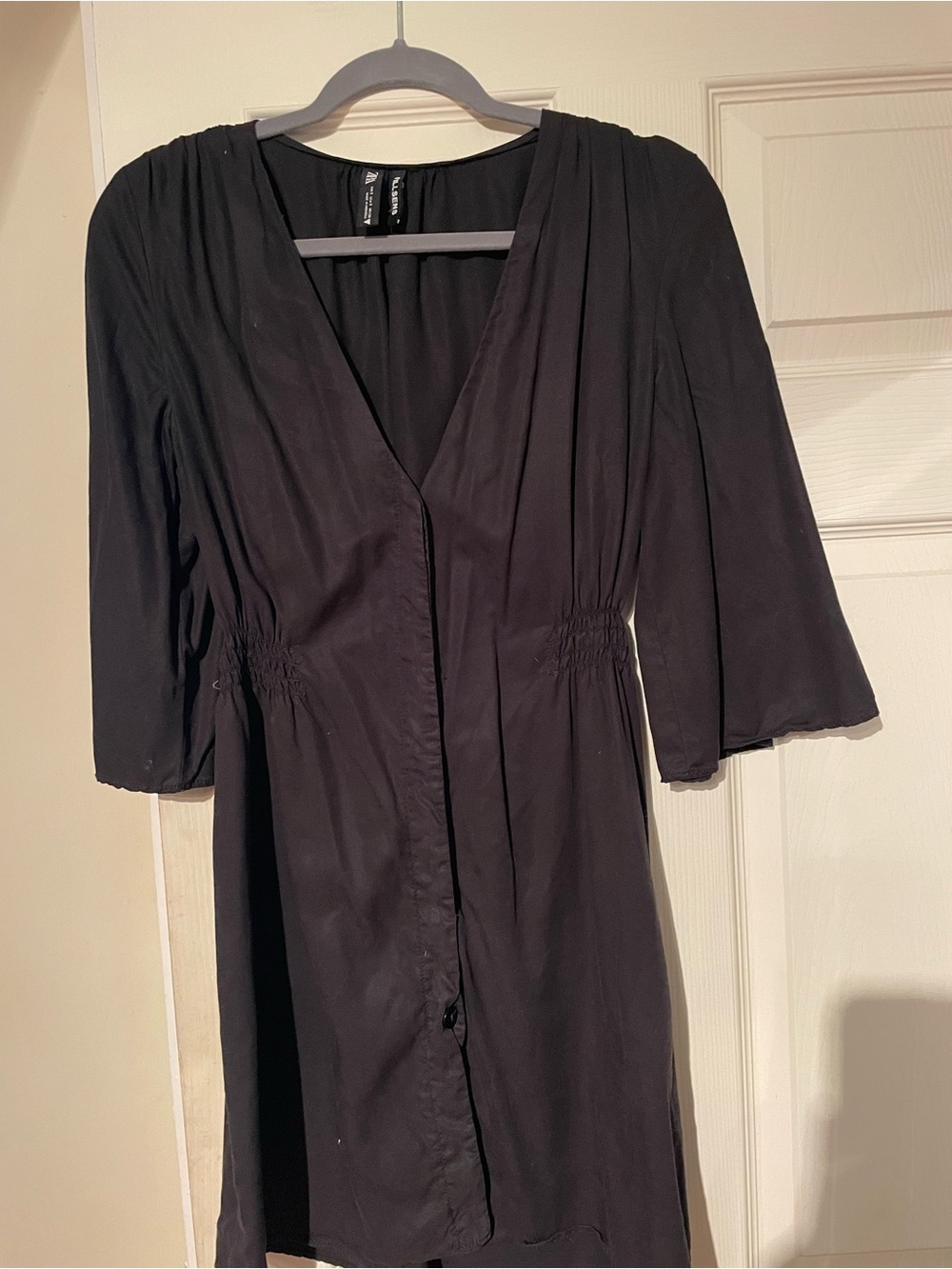 Zara Black V-Neck Button Front Dress - Small